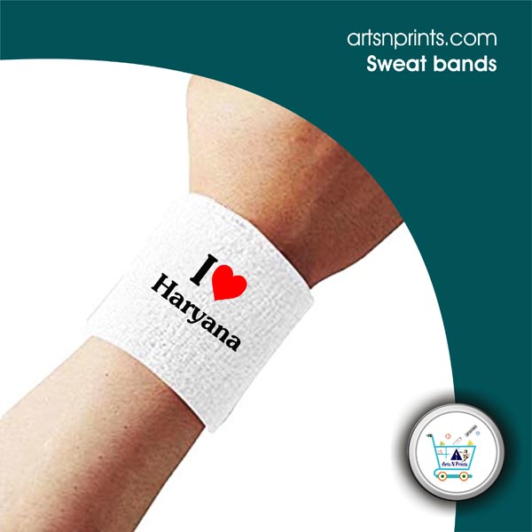 I LOVE Haryana Cutom printed hand sweat bands by HaryanaArtsNprints