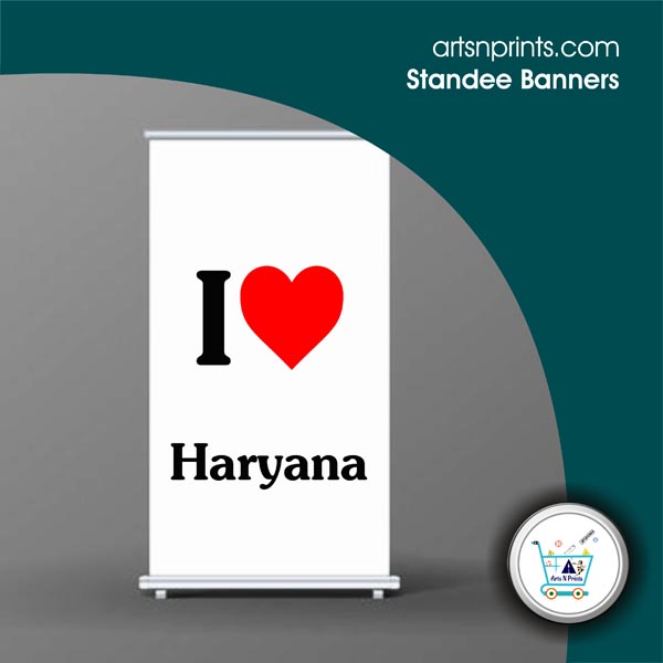 I LOVE Haryana custom printed standee roll up banners by HaryanaArtsNprints