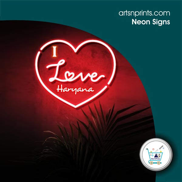 I LOVE Haryana neon sign maker by HaryanaArtsNprints