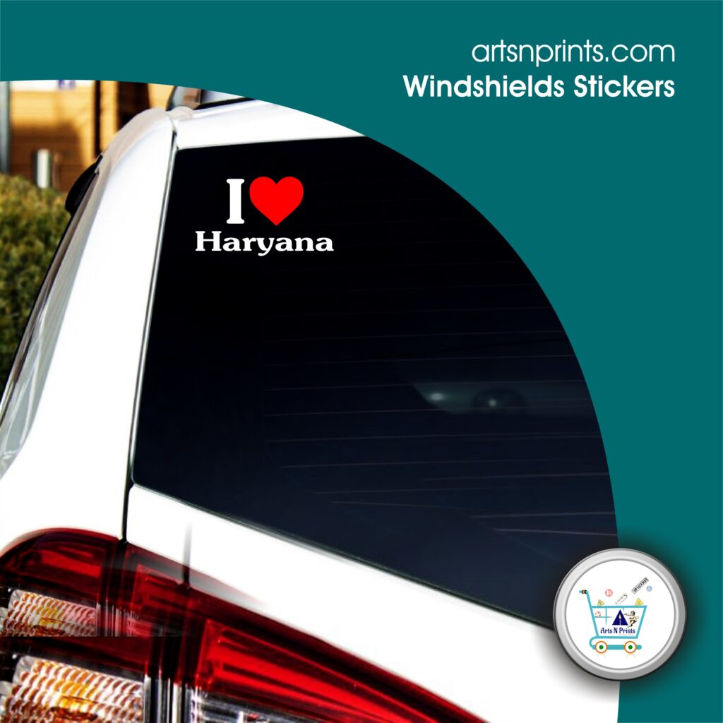 I LOVE Haryana windshields sticker for car by Haryanaartsnprints